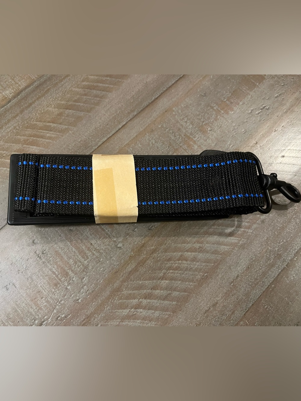 Black Nylon & Blue Stitching Adjustable Crossbody Strap with Reinforced Shoulder